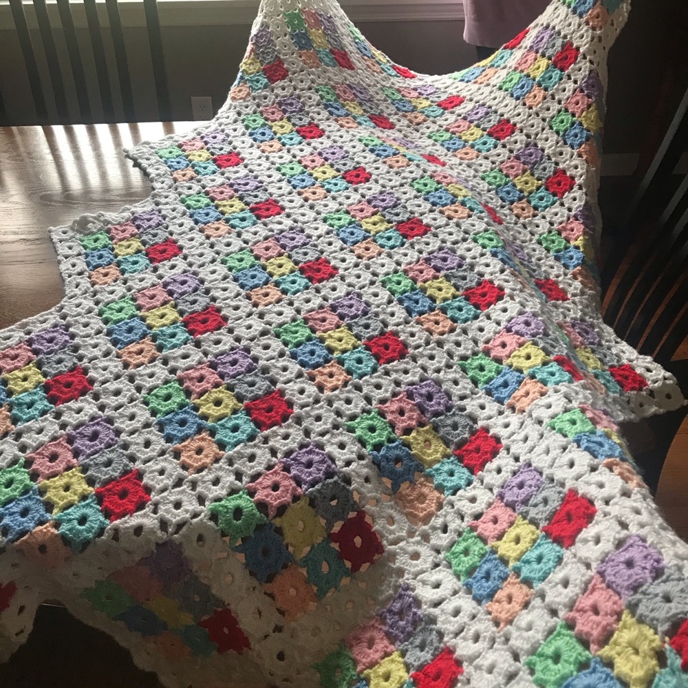 Handmade Crotched Vintage Afghan Granny Square